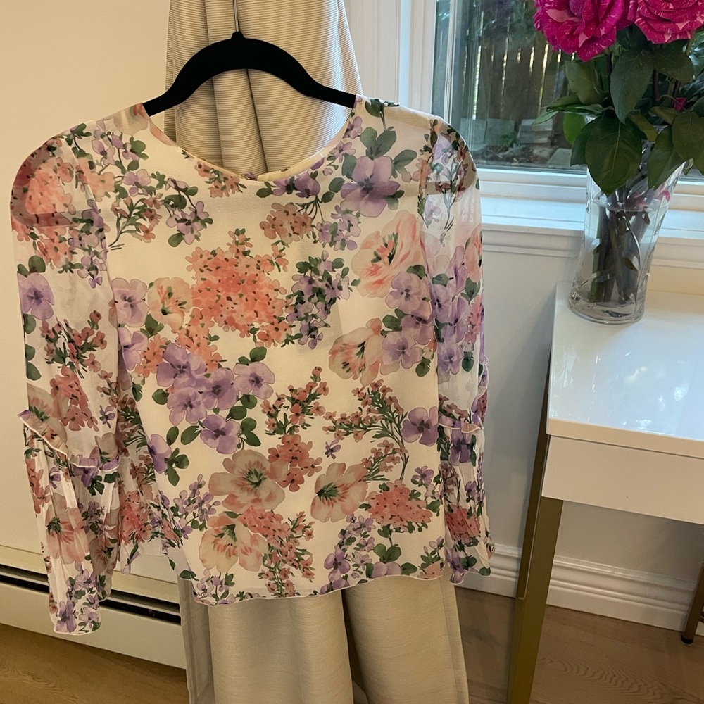 Floral Massimo Dutti Sheer Blouse